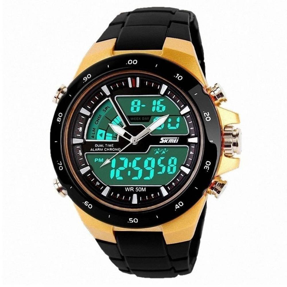 10726 relogio masculino skmei anadigi 1016 preto e dourado 2 c