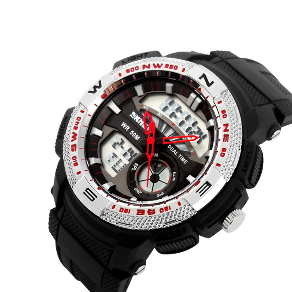 10919 relogio masculino skmei anadigi 1109 preto e prata 3 c